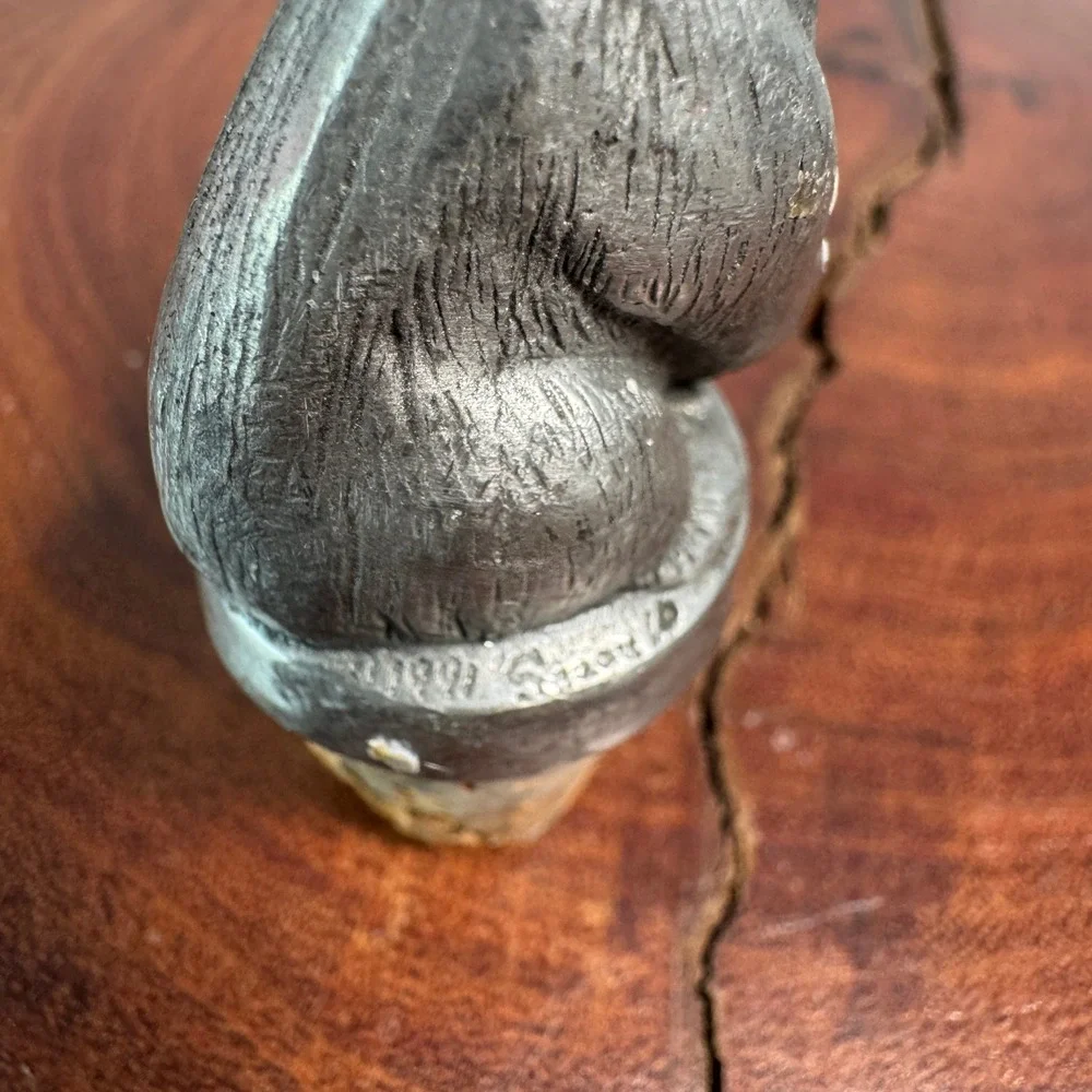 Vintage 1991 Seagull Pewter Bear Wine Bottle Stopper Cast Metal Barware